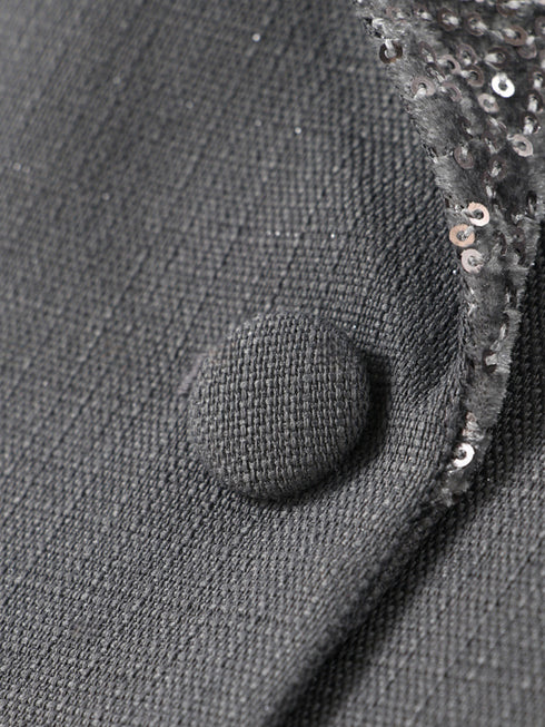Party Velvet & Sequin Acetate-Satin Blazer – Old-Money Structured Wide-Shoulder Jacket with Contrast Paneling