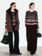 Bohemian Artist Vintage Literary 100% Wool Fair Isle Heavy Jacquard Knit Cardigan for Women