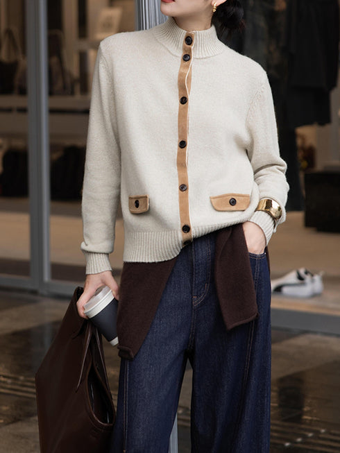 Retro Elegant Old Money Style Cashmere Cardigan Coat