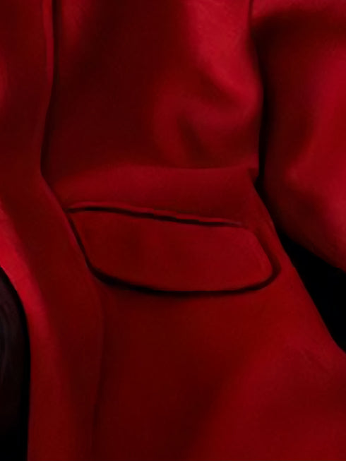 High-End Hepburn-Style Red Wool Coat for Women | Elegant Vintage Double-Faced Wool Overcoat for Christmas
