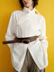 Designer Cotton Scissor-Collar Shirt | Two-Way Tie-Waist Oversized Blouse in Pure Combed Cotton