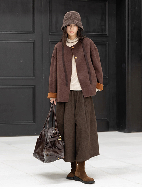 Autumn Winter High-Waisted Wool Skirt Pants for Women – Vintage Versatile New Style
