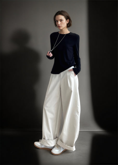 Silk Cashmere Thermal Long Sleeve T-Shirt for Women | Ultra-Soft Japanese IFACE Yarn Base Layer Top