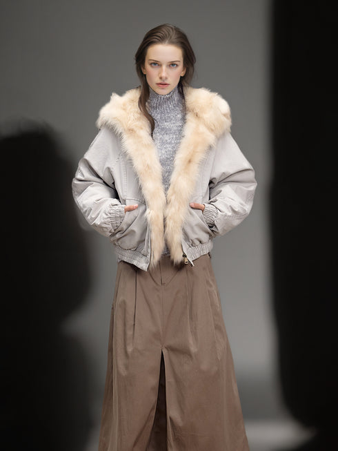 Women’s Short Down Parka with Raccoon Fur Hood | Winter Warm Puffer Jacket
