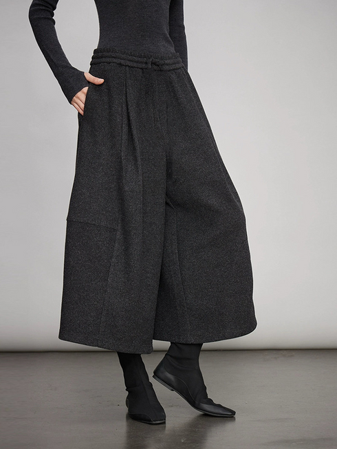 Autumn Winter High-Waisted Wool Skirt Pants for Women – Vintage Versatile New Style