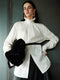 Victorian Romance Cotton-Feel Blouse with Ruffled Lapel Collar | Vintage Loose-Fit Elegant Shirt