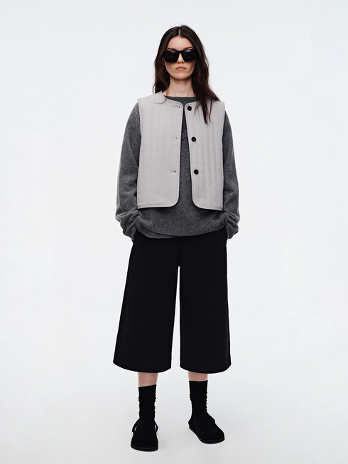 Vintage Wool-Blend Textured Air-Layer Cropped Straight-Leg Pants for Women – Double-Faced Fabric 7/8 Trousers