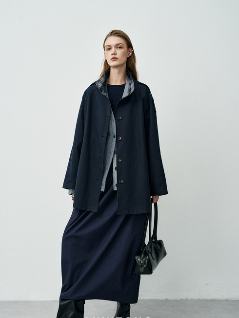 Women's Minimalist Smart-Style Long-Sleeve T-Shirt Dress with Cotton-Feel Panels – Elegant Maxi Bubble Skirt