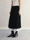 Preppy Style Black and White Piano Key Pleated A-Line Skirt | High-Waisted Accordion Pleated Midi Skirt