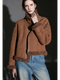 Vintage Suede Faux Shearling Jacket for Women – Short Stand Collar Plush Coat with Strap Detail, Thick Warm Winter Outerwear