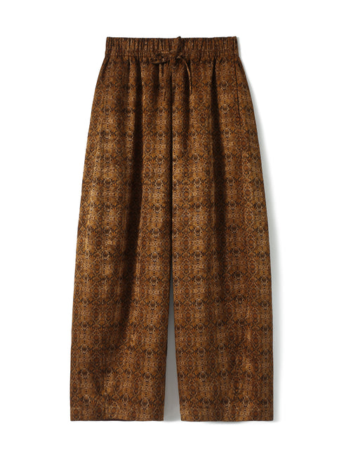 Auspicious Butterfly Jacquard Cocoon Pants in 23 Momme Gambiered Guangdong Silk