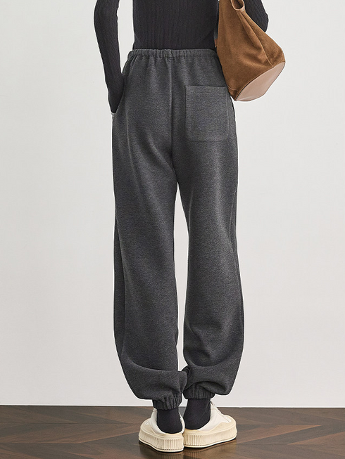 Yak Wool Air-Layer Gray Fleece-Lined Jogger Sweatpants for Women — Thickened Relaxed-Fit Casual Sports Pants