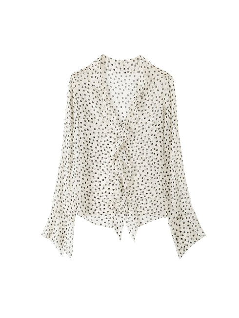 Romantic Ruffle Collar Polka Dot Chiffon Blouse for Women | Lightweight Vacation & Office Wear