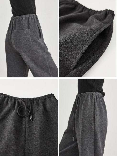 Yak Wool Air-Layer Gray Fleece-Lined Jogger Sweatpants for Women — Thickened Relaxed-Fit Casual Sports Pants