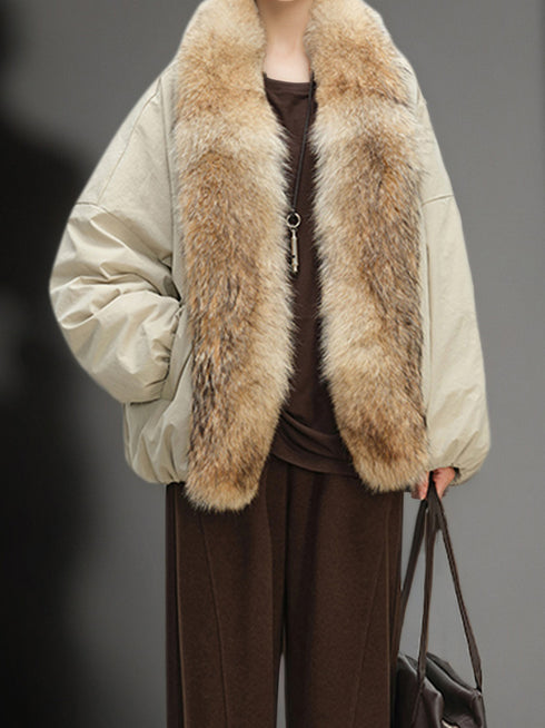 Hungarian White Goose Down Parka with Detachable Fur Trim (Raccoon/Fox) – Snow Mountain Style Winter Coat