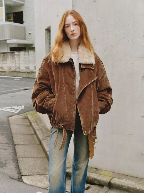 Flocked Denim Parka Coat with Wool Collar and 90% Goose Down Filling for Winter