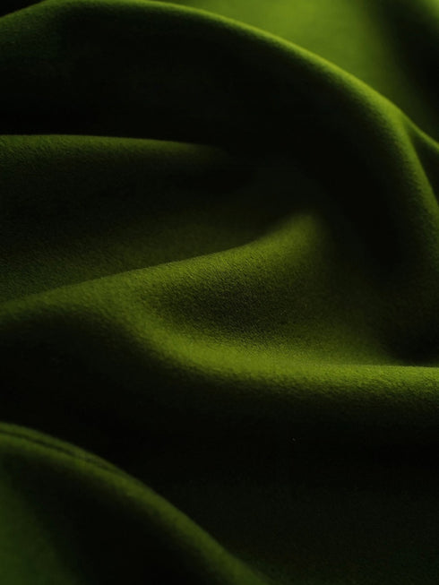 20% Cashmere Double-Faced Wool Coat for Women – Short Vintage Green Overcoat with Fox Fur Cuffs