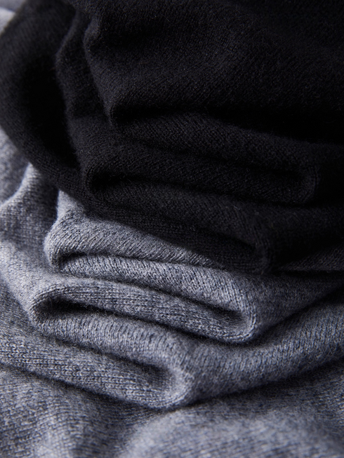 Layered V-Neck Contrast Trim Cardigan Jacket | Gray Wool Knit Unique Fall Top