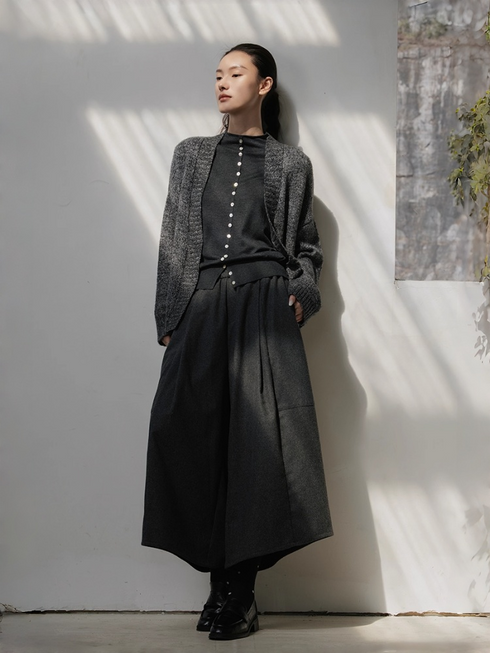 Autumn Winter High-Waisted Wool Skirt Pants for Women – Vintage Versatile New Style