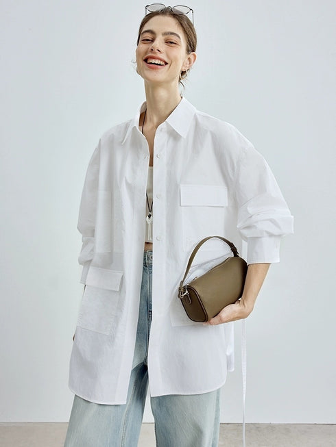 Early Autumn Casual Light Luxury Pure Cotton Long Sleeve Shirt – Women's Utility Outerwear