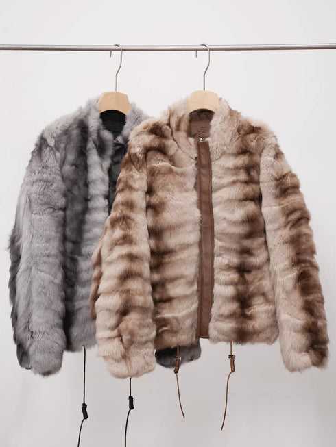 Women’s Reversible Fur Parka Jacket | Short Winter Coat with Soft Plush Design
