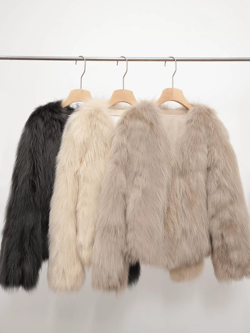 Women’s Fox Fur Jacket | Slim Fit Short Winter Coat Inspired by Finnish Design