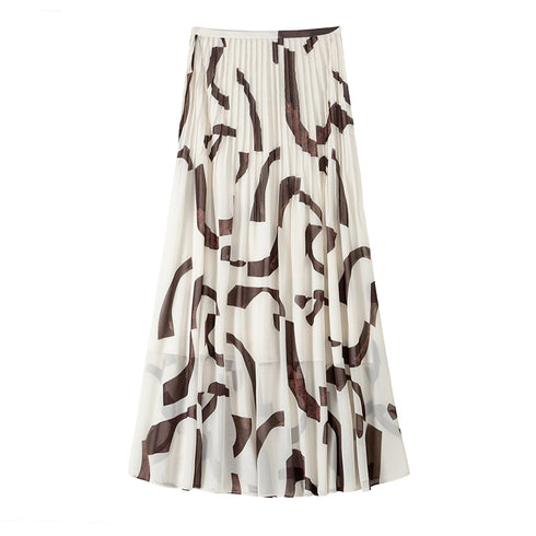 Geometric Logo Print Chiffon Skirt for Vacation & Commuting | Lightweight Elegant Women's Summer Skirt