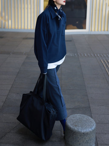 Retro Collar Sweatshirt – Relaxed Fit Long-Sleeve Pullover