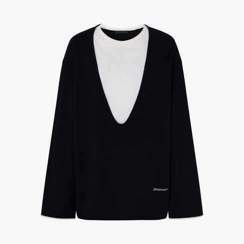 Women’s Wool Layered-Look Sweater | Soft Faux-Two-Piece Knit Top