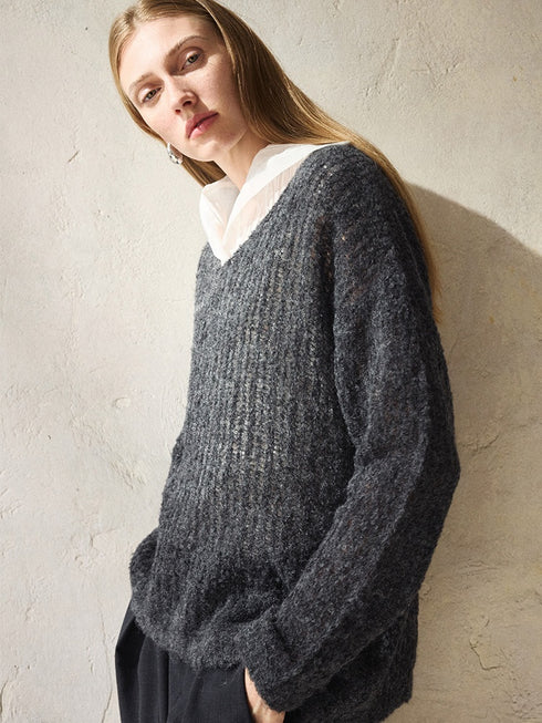 Soft Fufu Marshmallow Alpaca Knit – Luxury Slim-Fit Boat-Neck Peruvian Wool