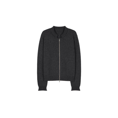 Women’s Heavyweight Australian Superfine Merino Double-Layer Knit Cardigan | Vintage Scallop Collar, Two-Way Zipper & Rolled Hem