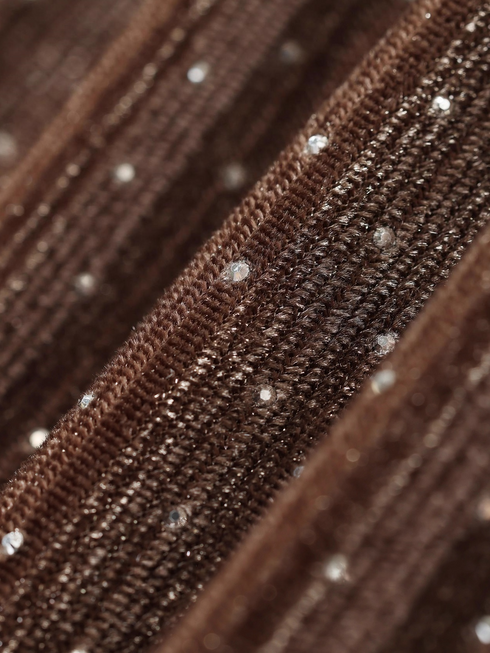 Sparkling Rhinestone Silver-Thread Dress – Geometric Asymmetric Ruched Waist Fitted Bodycon Dress for Women