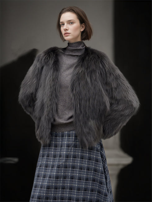 Women’s Fox Fur Jacket | Slim Fit Short Winter Coat Inspired by Finnish Design
