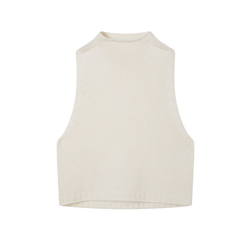 100% Wool Chunky Knit Vest for Women | Heavyweight Mock-Neck Layered Sweater Vest for Fall & Winter