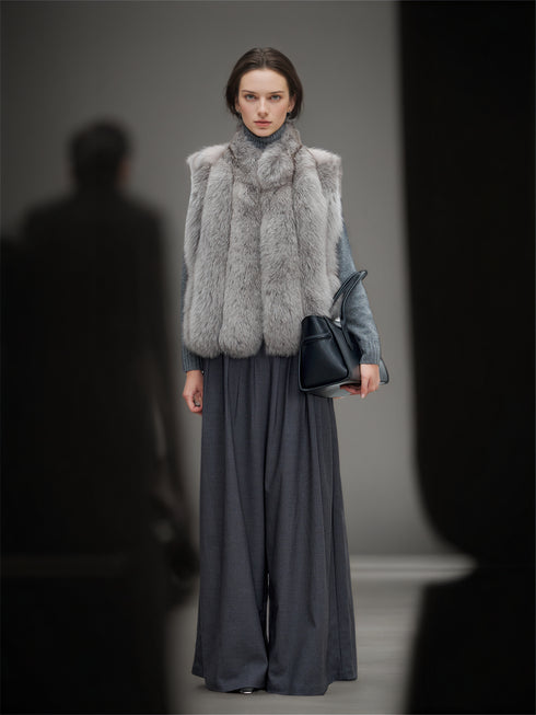 Women’s Fox Fur Vest | Stylish Short Winter Gilet Inspired by Finnish Saga Furs Design