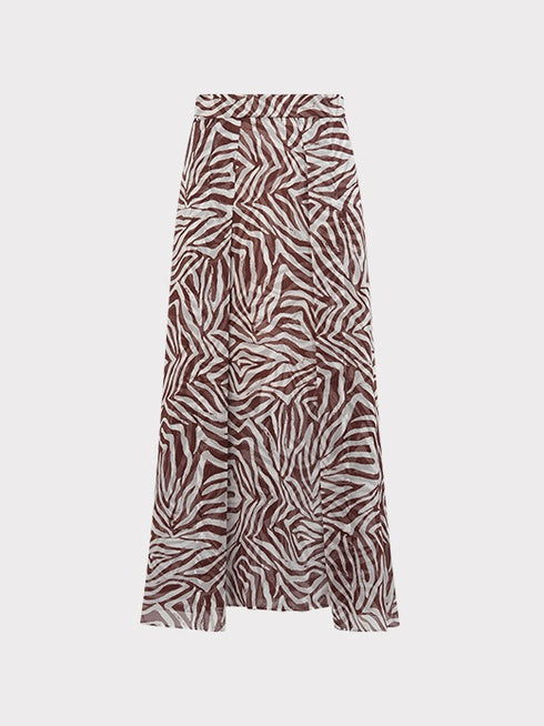 Mulberry Silk Zebra Print Midi Skirt – 6A Grade Draped Old Money Style