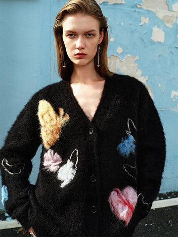 Alpaca Wool Butterfly Jacquard Cardigan & Sweater – Winter Lazy Knit (Sold Separately)