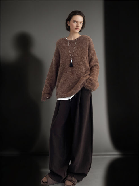 Women’s 100% Wool Hooded Sweater | Soft Brushed Knit Pullover with Loose Relaxed Fit for Winter