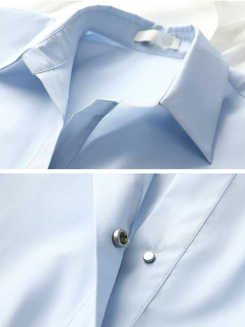 Women's Old-Money Style Solid Color Collared One-Button Pullover Shirt – Relaxed Fit Classic Blouse