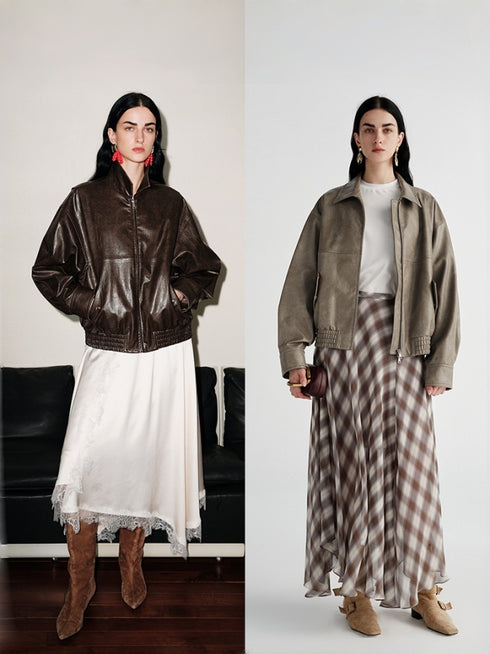 Vintage Brown Moto Jacket – Eco Leather Short Coat for Women with Lapel Collar