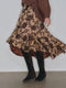Vintage Film-Inspired 'Coffee Blossom' Cupro & Rayon Blend Matte Finish Asymmetrical Hem Midi Skirt