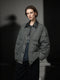 95% White Goose Down Lightweight Puffer Jacket for Women with Leather-Trim Collar and Relaxed MIU-Inspired Design