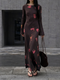 100% Mulberry Silk Bias-Cut Crepe de Chine Maxi Dress – Vacation Floral Long Sleeve Silk Dress