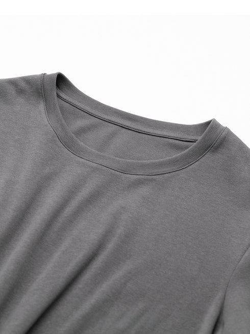 Custom-Combed Cotton 10A Antibacterial Deconstructed Waist-Tie Midi T-Shirt Dress