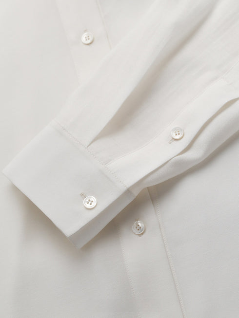 Sheer TENCEL Wool Relaxed Oversized Shirt - Luxe Lightweight Draped Blouse