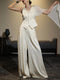 Luminous Pinstripe Tailored Vest & Wide-Leg Trousers Set – Sculpted Waist Elegant Two‑Piece Suit
