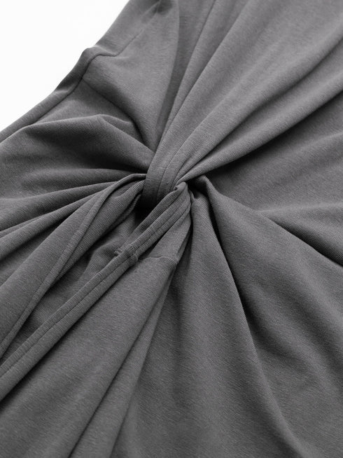 Custom-Combed Cotton 10A Antibacterial Deconstructed Waist-Tie Midi T-Shirt Dress