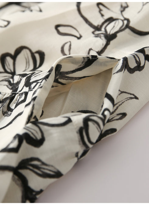 Ink-Dye Tencel Linen Sleeveless Dress – Loose Fit, Round Neck, Artistic Style