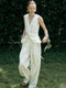 Textured Twist-Front V-Neck Sleeveless Top & Wide-Leg Pants Set – Sculpted Waist Summer Ensemble