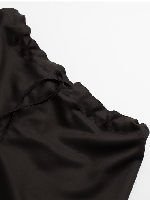 Italian Mercerized Wool & Acetate Drawstring Wide-Leg Shorts
